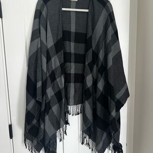Burberry Black and Gray Plaid Wrap